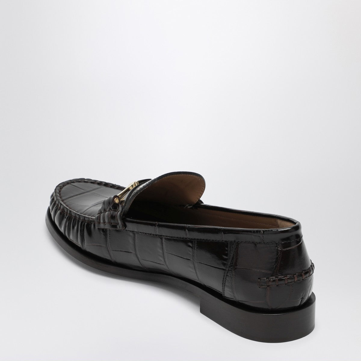 Ferragamo Dark Brown Moccasin new Vara chain